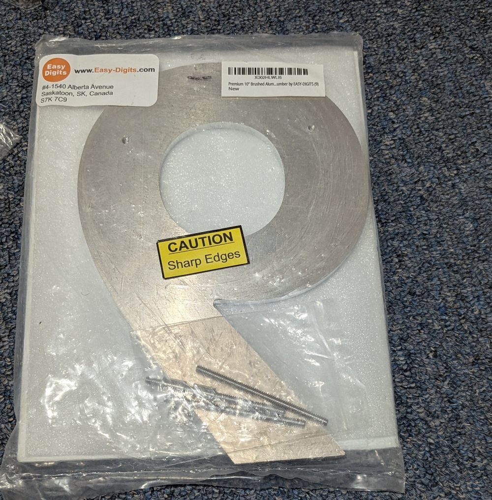 Brand New Premium 10" Brushed Aluminium House Number "9" By Easy Digits